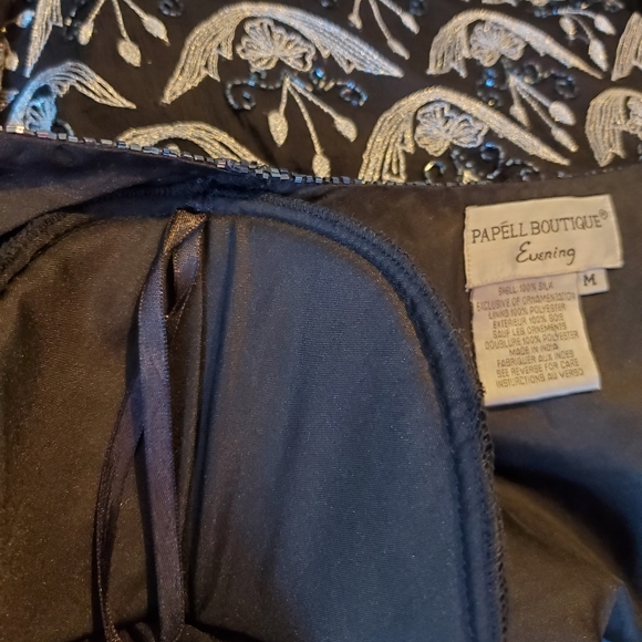 Papell Boutique evening sequence floral 100% silk blazer/jacket B2 - Picture 7 of 13